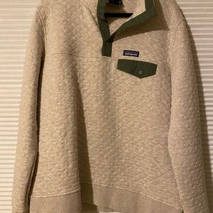Patagonia- Men's Organic Cotton Quilt Snap- pullover: Tan